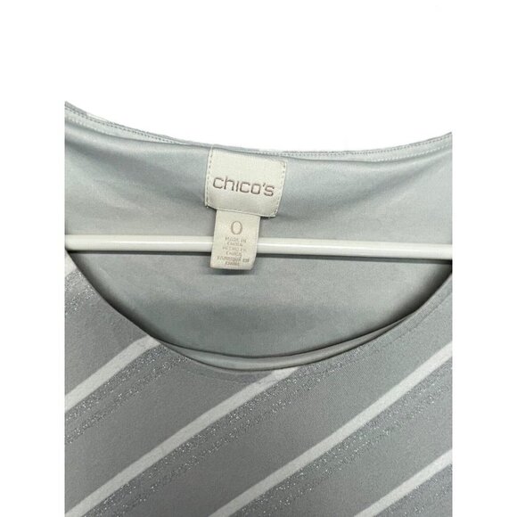Chico's Maxi Dress Size 0 S/4 Stretch Metallic Shimmer Striped Sleeveless Grey - Picture 5 of 9